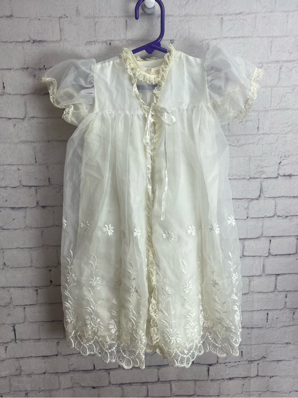 Vintage baby organza christening gown and robe